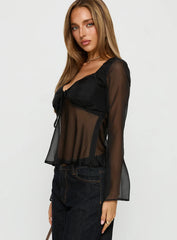 Beecher Sheer Long Sleeve Top Black