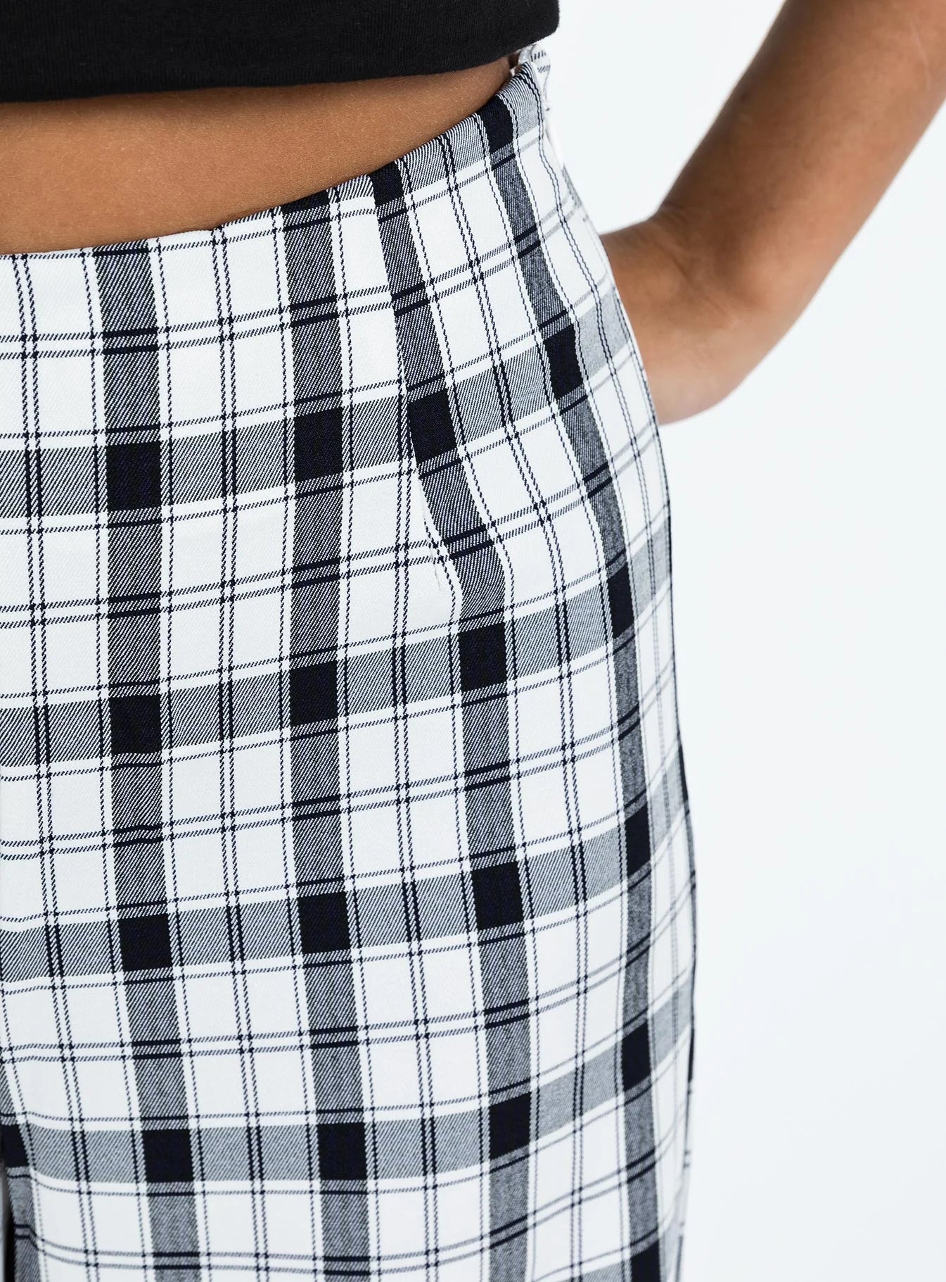 Euros Check Pants Black / White Petite