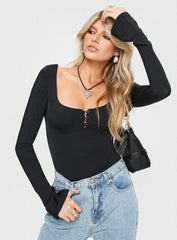 Kirsta Long Sleeve Bodysuit Black