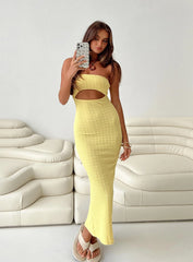 Talena Strapless Midi Dress Yellow