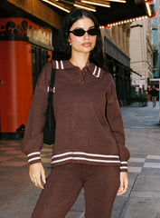 Square One Collared Jumper Brown Cream