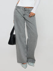 Ellanor Low Rise Slouch Denim Jeans Washed Grey Petite