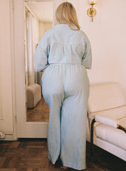 Early Riser Sleep Pants Blue Stripe Curve