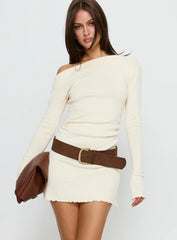 Yelsie Off Shoulder Long Sleeve Mini Dress Cream