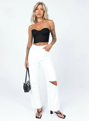 Sevina Wide Leg Denim Jeans White