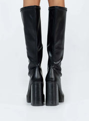 Coline Knee High Platform Boots Black
