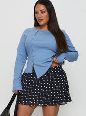 Dapple Bias Mini Skirt Black Polka Dot Curve
