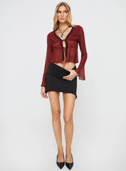 Taliyah Long Sleeve Top Burgundy