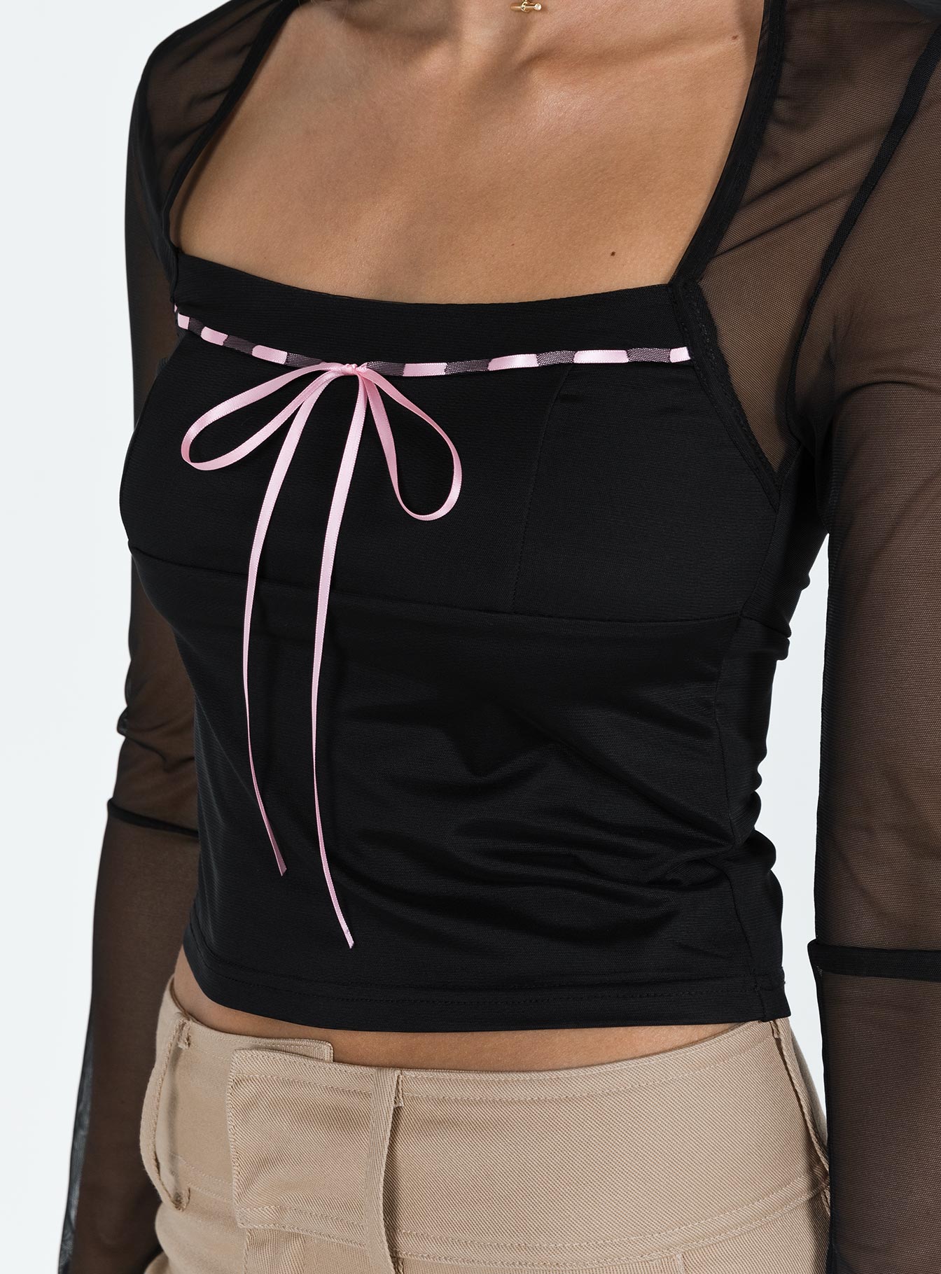 Corria Mesh Long Sleeve Top Black