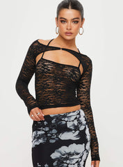 Silveira Long Sleeve Lace Top Black