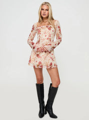 Valentin Long Sleeve Mini Dress Floral