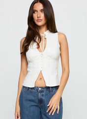 Tempting Tie Detail Top White