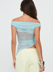 Vesira Mesh Off Shoulder Top Blue