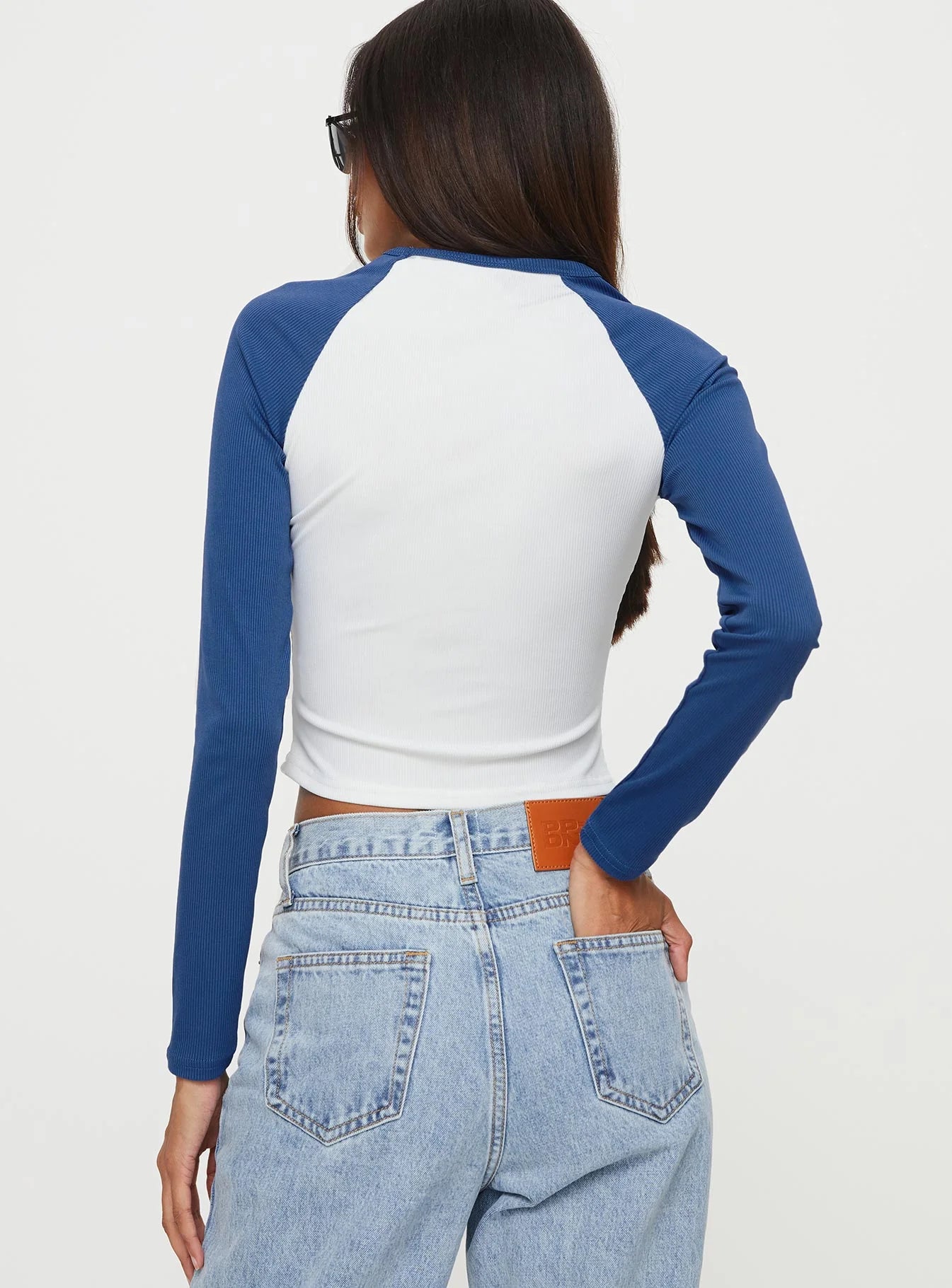 Markey Long Sleeve Top White / Blue