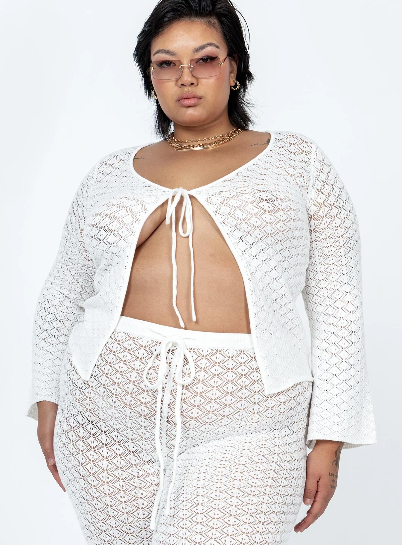 Wild & Free Crochet Top White Curve