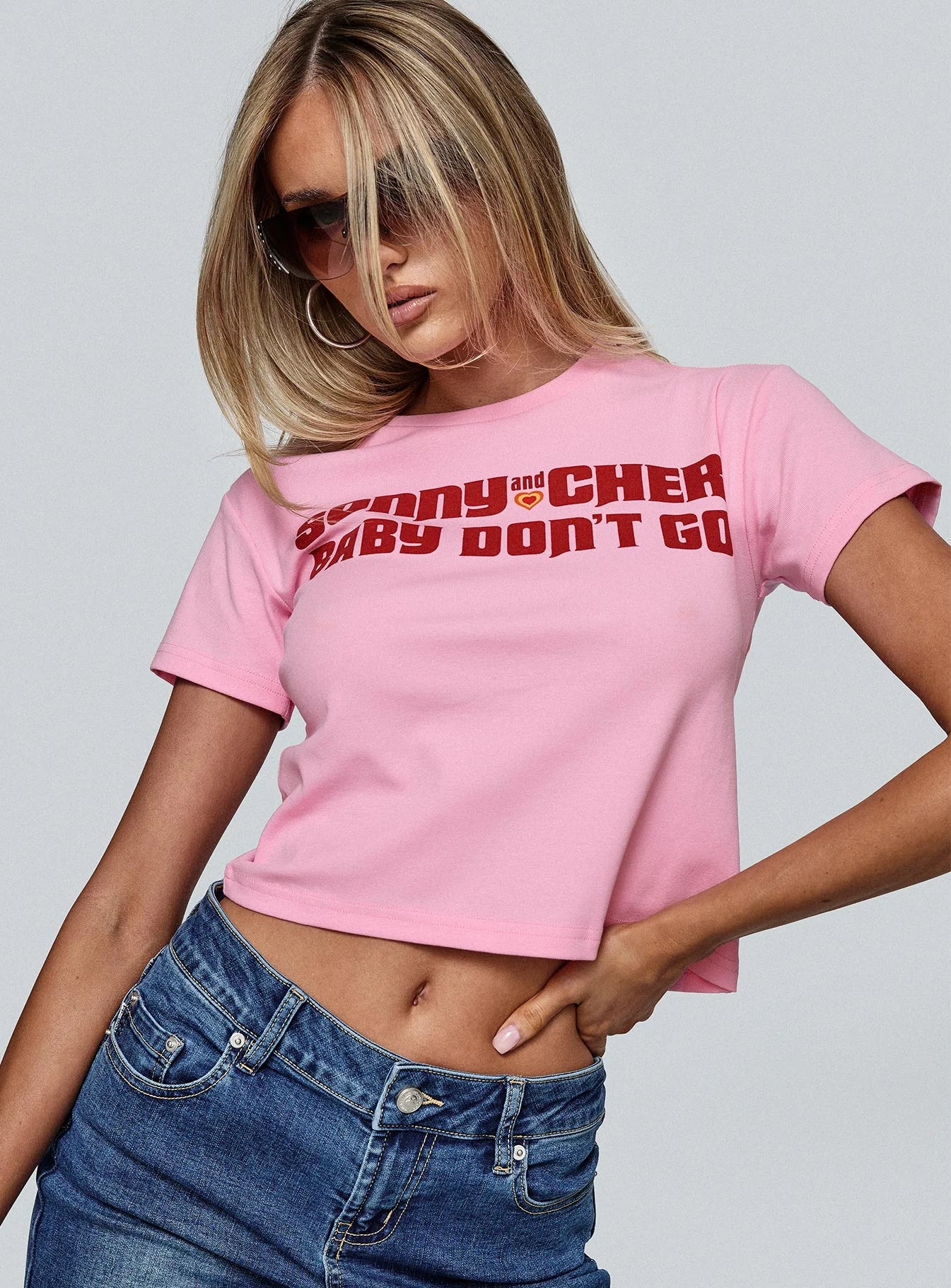 Sonny And Cher Vintage Graphic Top Pink