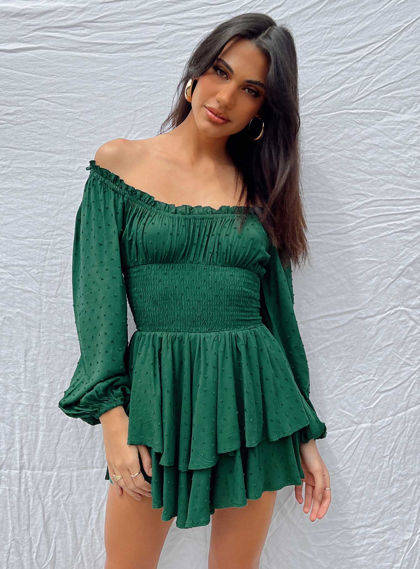 The Love Galore Long Sleeve Romper Green