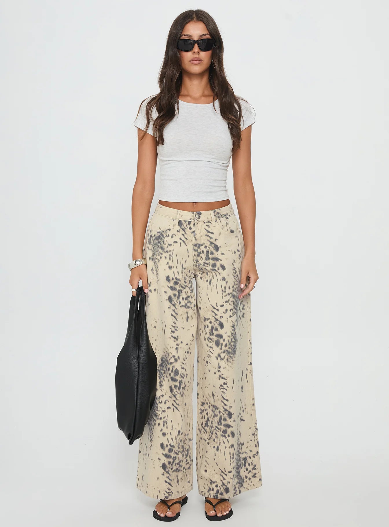 Naylor Mid Rise Wide Leg Jeans Animal Spot