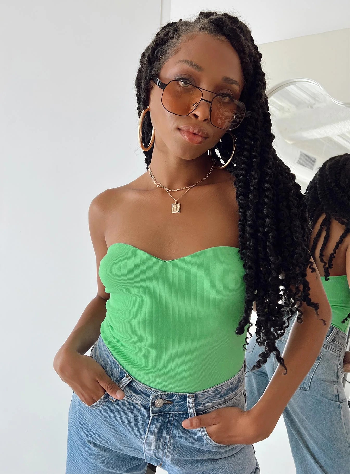 Aston Strapless Bodysuit Green