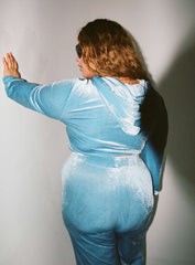 Velour Hoodie Blue Curve