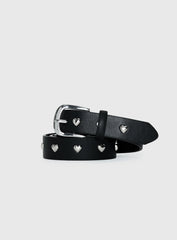Speakeasy Heart Studded Belt Black Silver