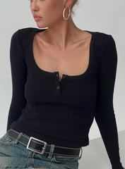 Daphine Long Sleeve Top Black