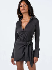 Bodeni Long Sleeve Mini Dress Black