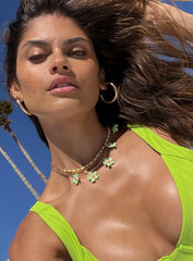 Mildara Flower Necklace Gold / Green
