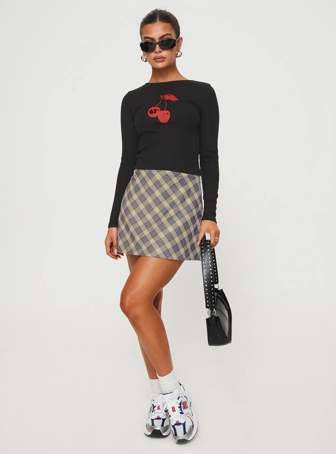 Cherries & Cream Long Sleeve Top Black