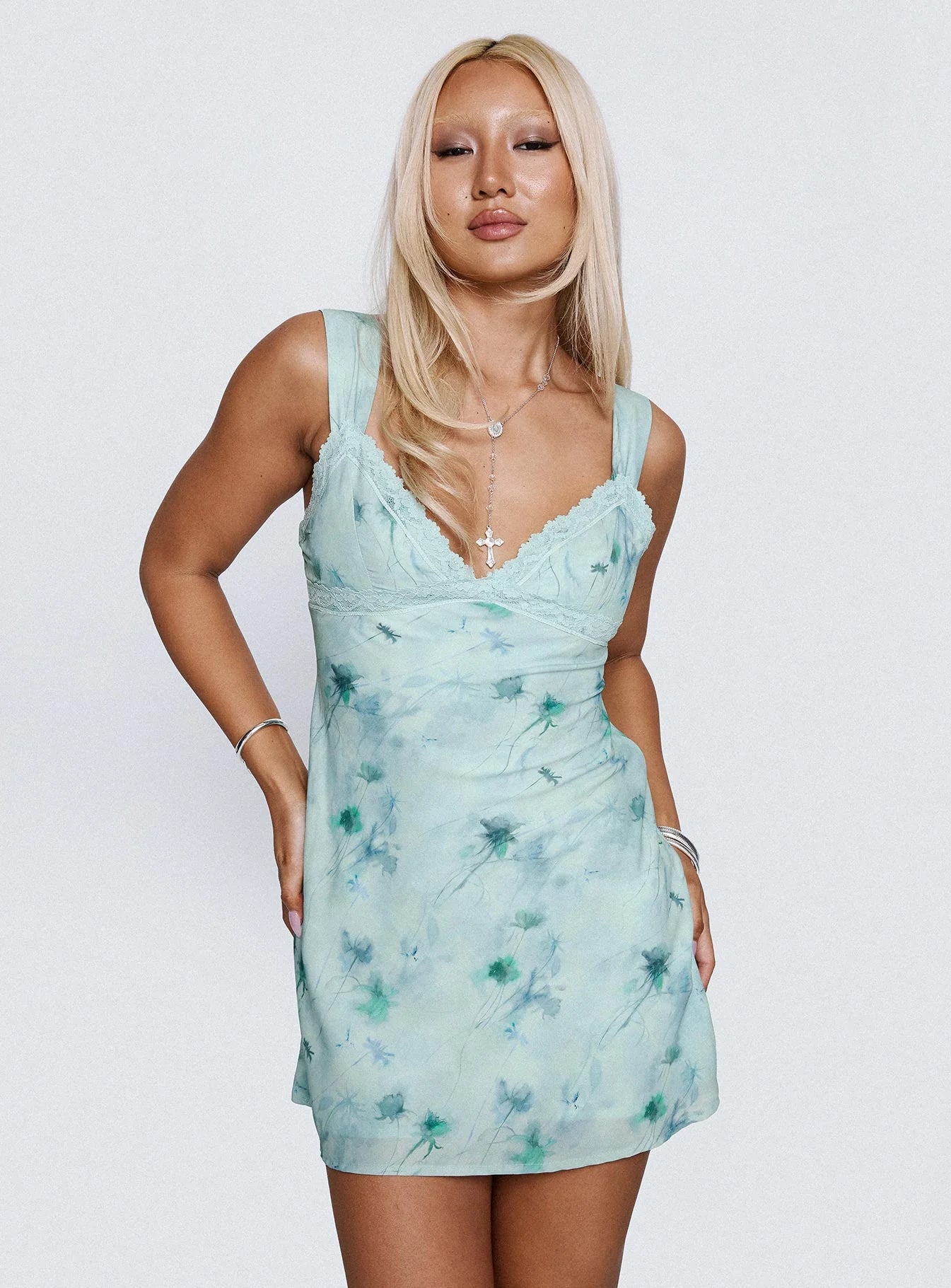 Love Beckons Mini Dress Blue Floral