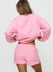 Princess Polly Sweat Short Bubble Text Pink / Red