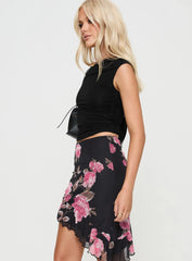 Apricota Mini Skirt Black Floral