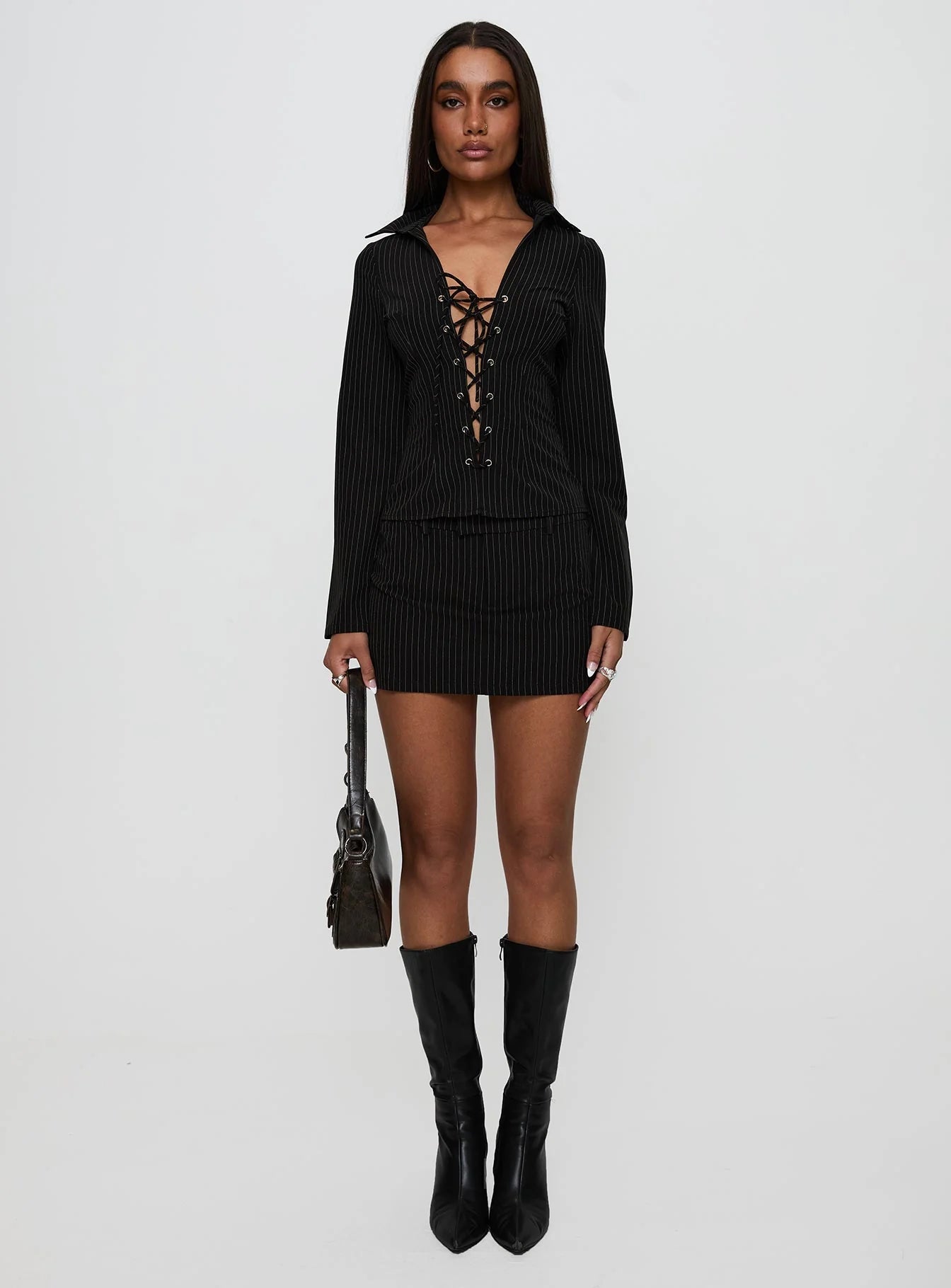 Feminique Skort Black Stripe