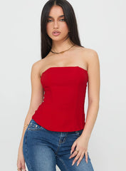 Kaetlyn Strapless Corset Top Red