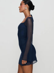 Bilbao Long Sleeve Mini Dress Navy
