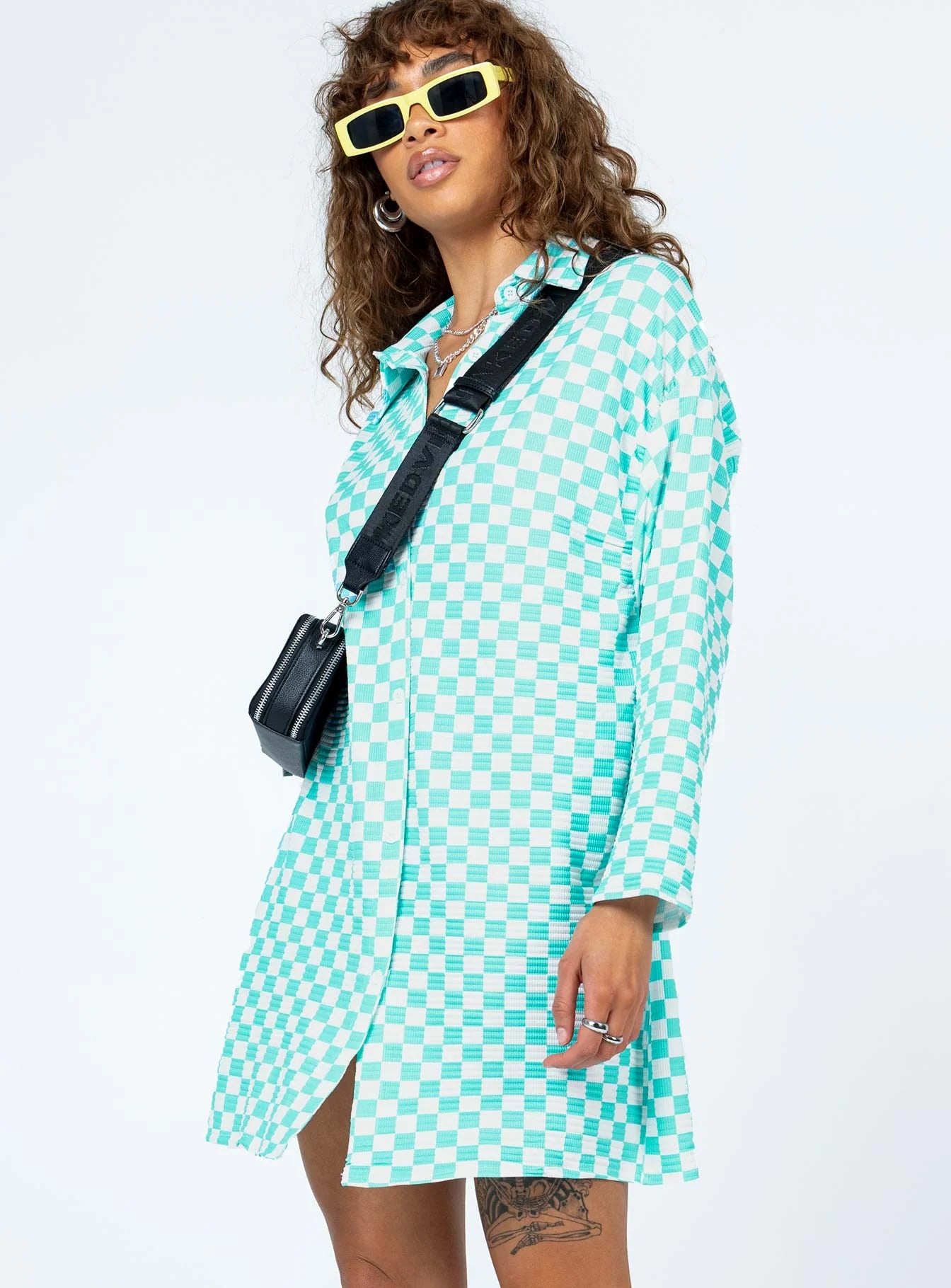 Loraine Shirt Mini Dress Blue Check