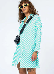 Loraine Shirt Mini Dress Blue Check