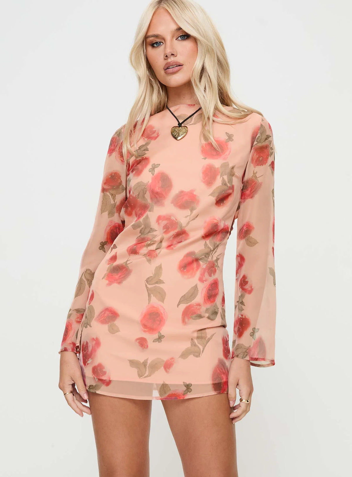 Florinda Long Sleeve Mini Dress Pink Floral