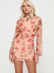 Florinda Long Sleeve Mini Dress Pink Floral