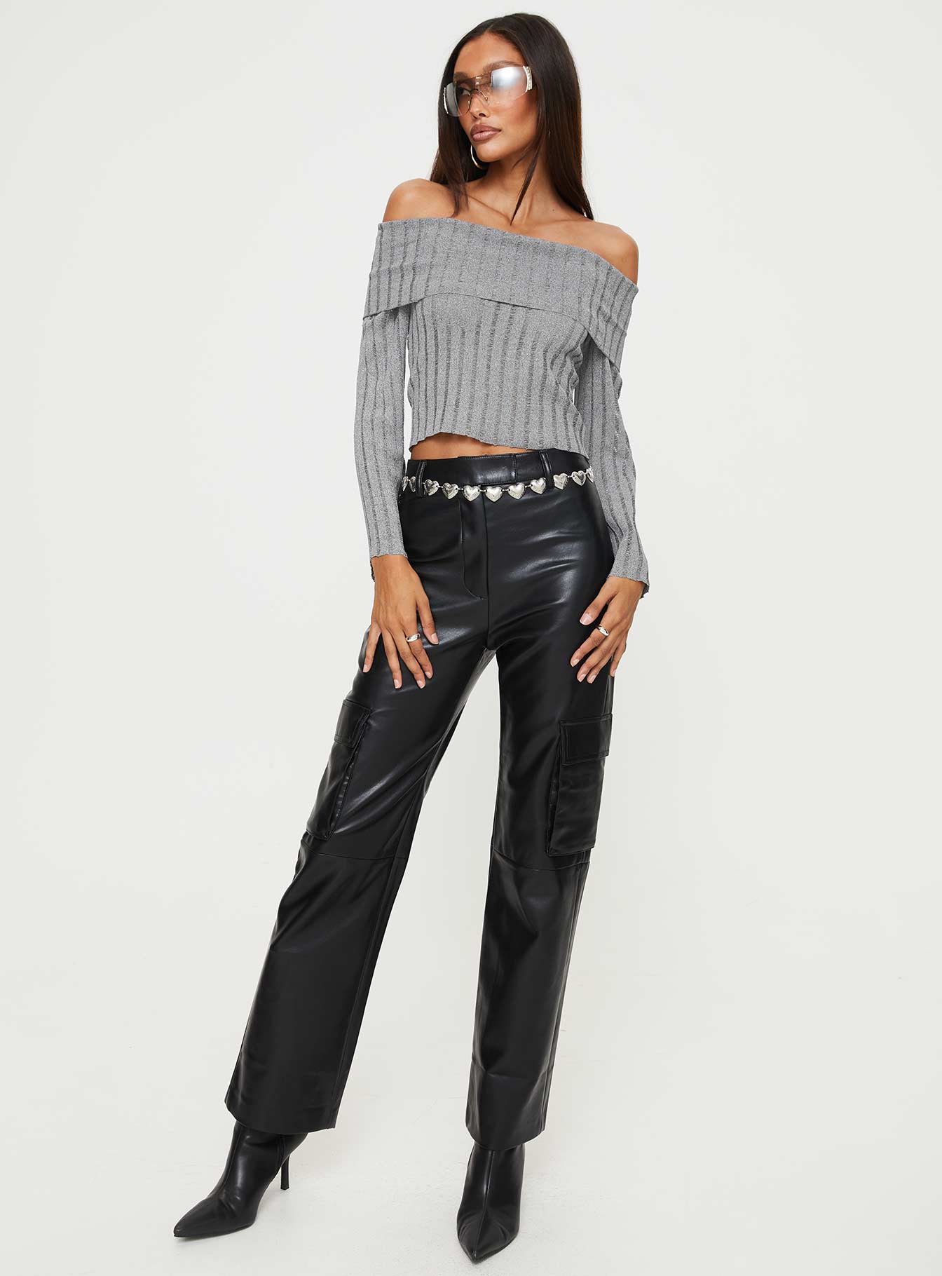 Sorrel Off The Shoulder Top Grey