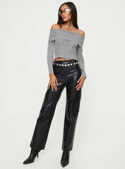 Sorrel Off The Shoulder Top Grey