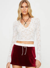 Relli Long Sleeve Lace Top White