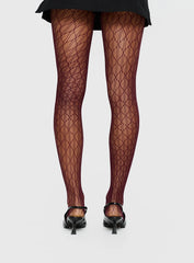 Amelyn Textured Sheer Tights Red