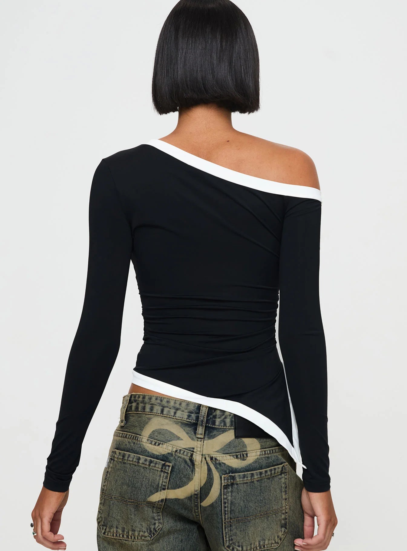Fake Smile Long Sleeve Top Black
