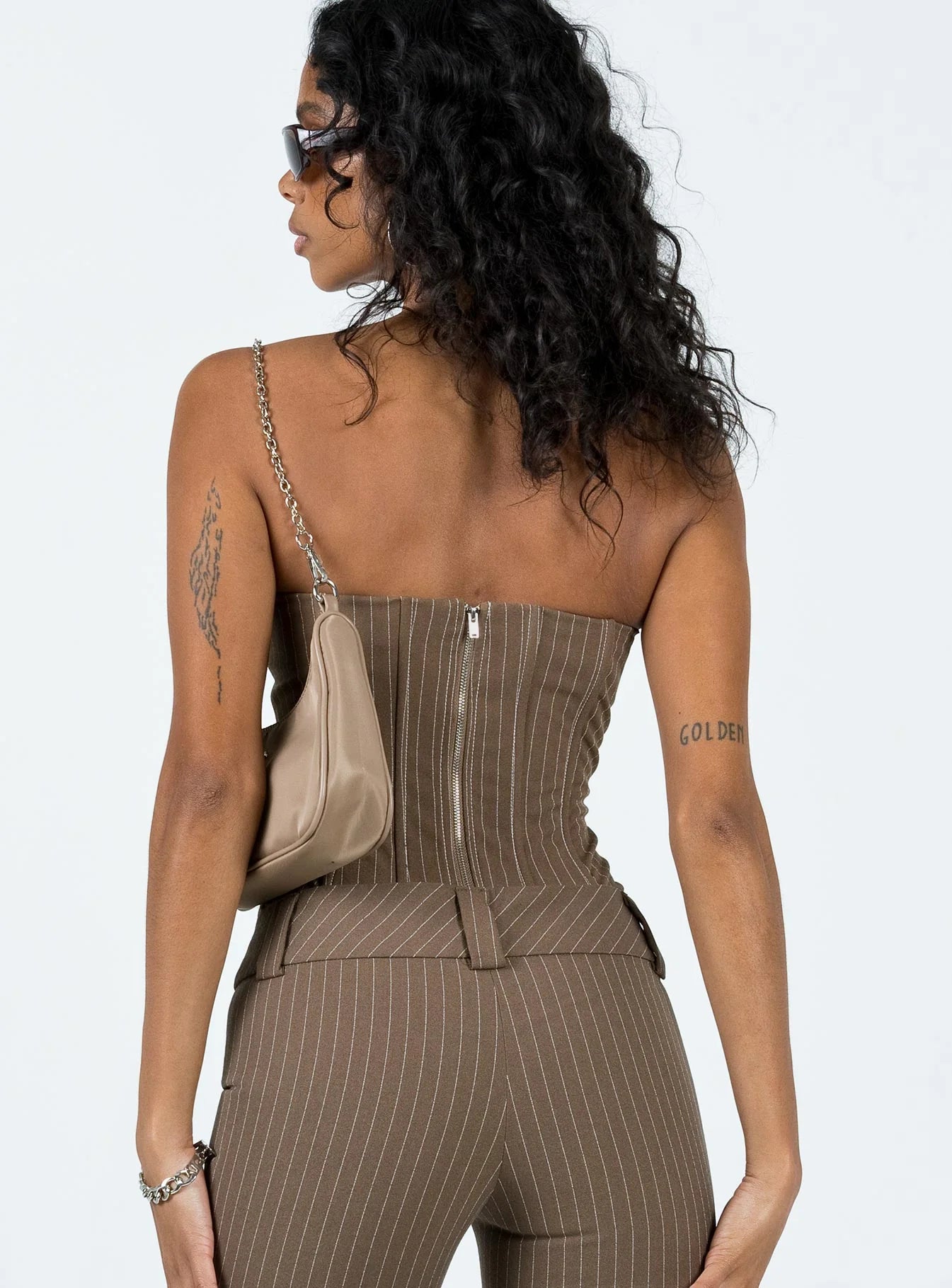 Kyana Corset Pinstripe Brown