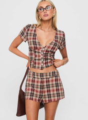 Odera Short Red Check