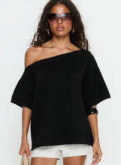 Kourta Off Shoulder Oversized Knit Top Black