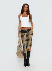 Suella Asymmetrical Midi Skirt Animal Multi