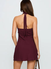 Ocean Boulevard Plunge Mini Dress Currant