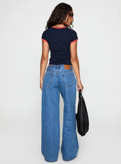 Supercut Low Rise Baggy Pleat Jeans Mid Blue